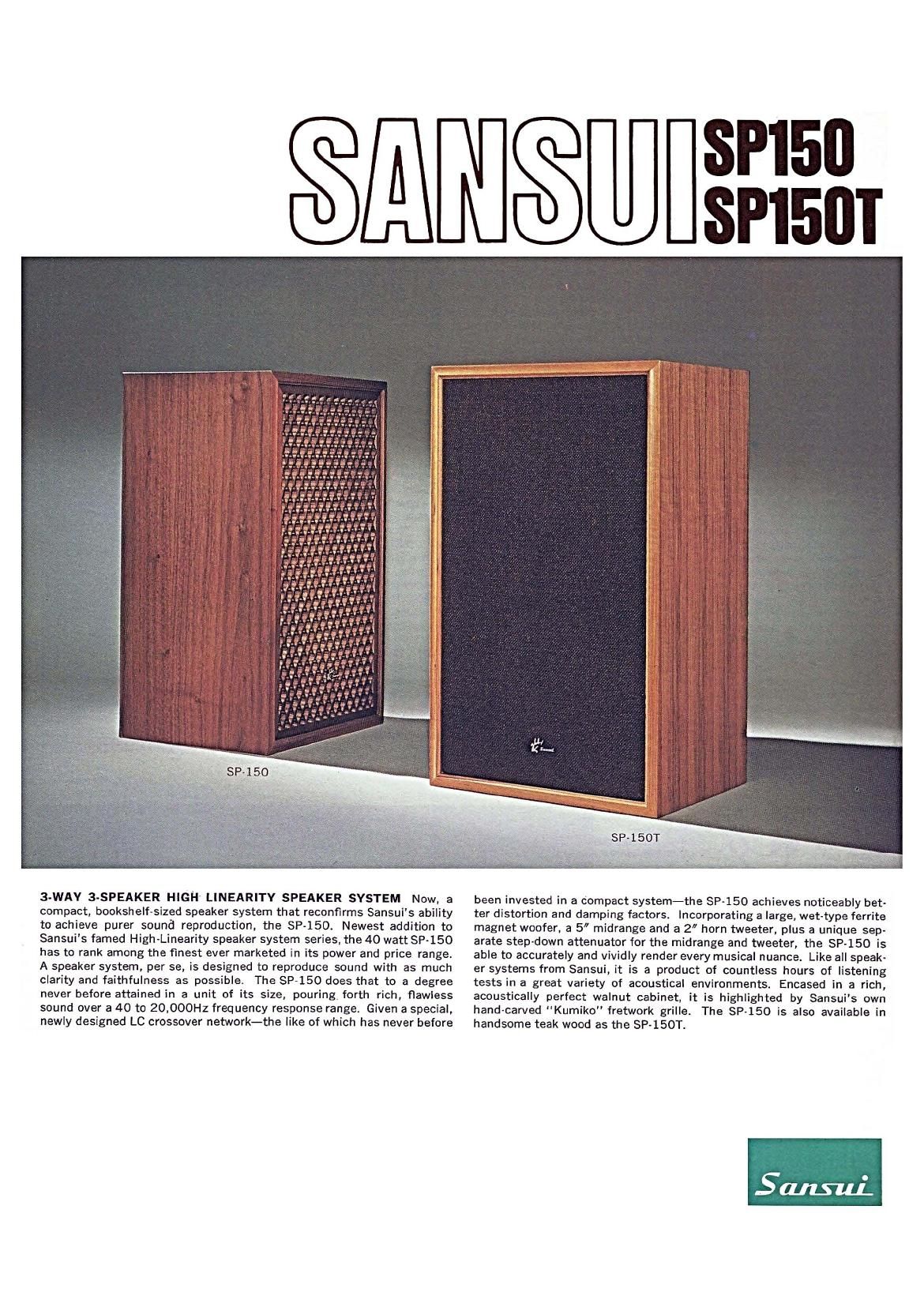 Sansui SP 150 Brochure
