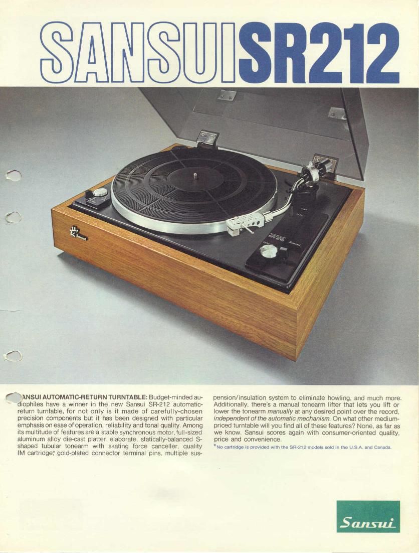 Sansui SR 212 Brochure