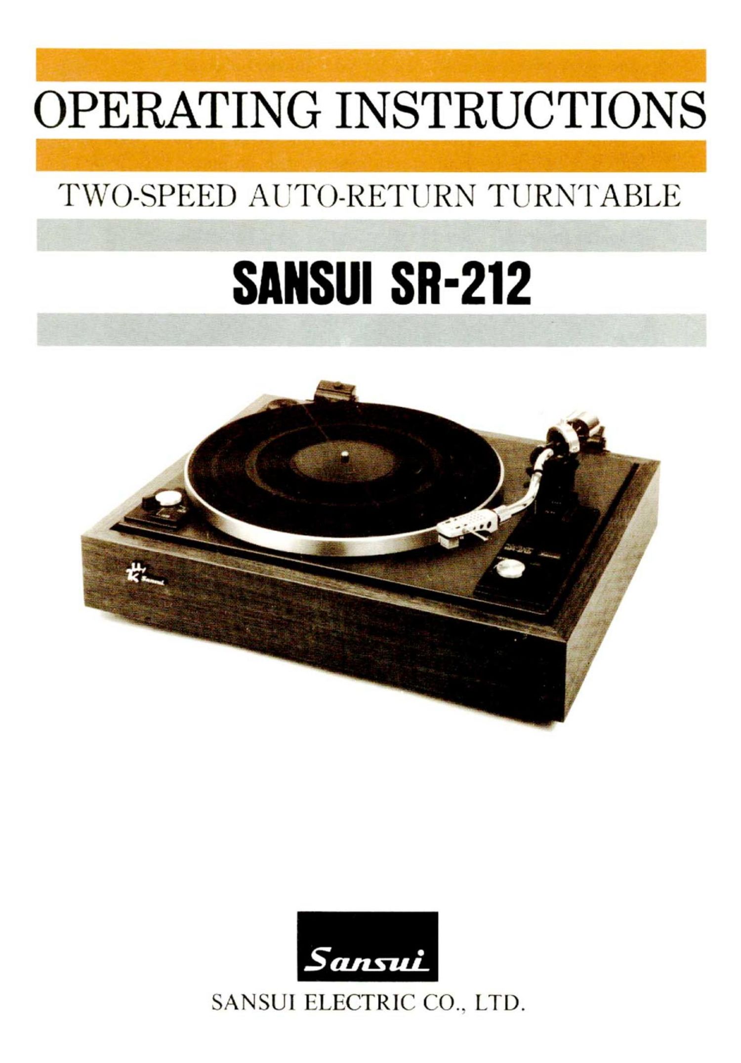 Sansui SR 212 Owners Manual