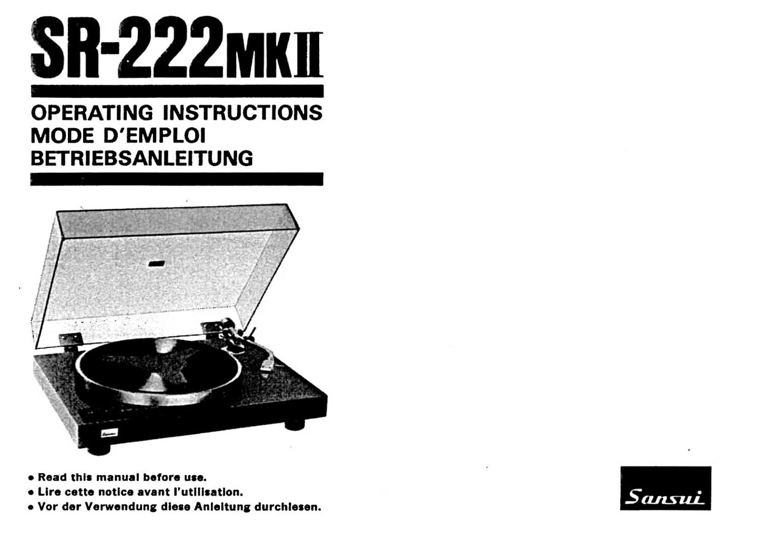 Sansui SR 222 Mk II Owners Manual