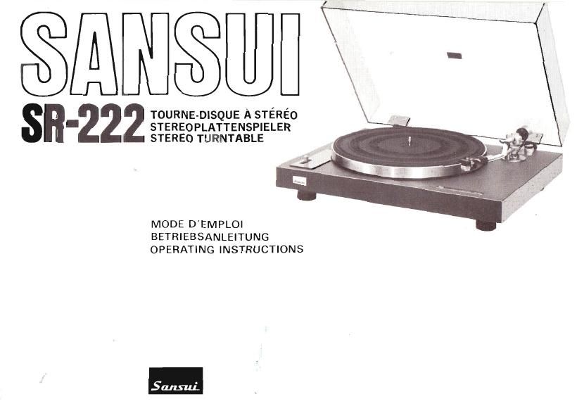 Sansui SR 222 Owners Manual