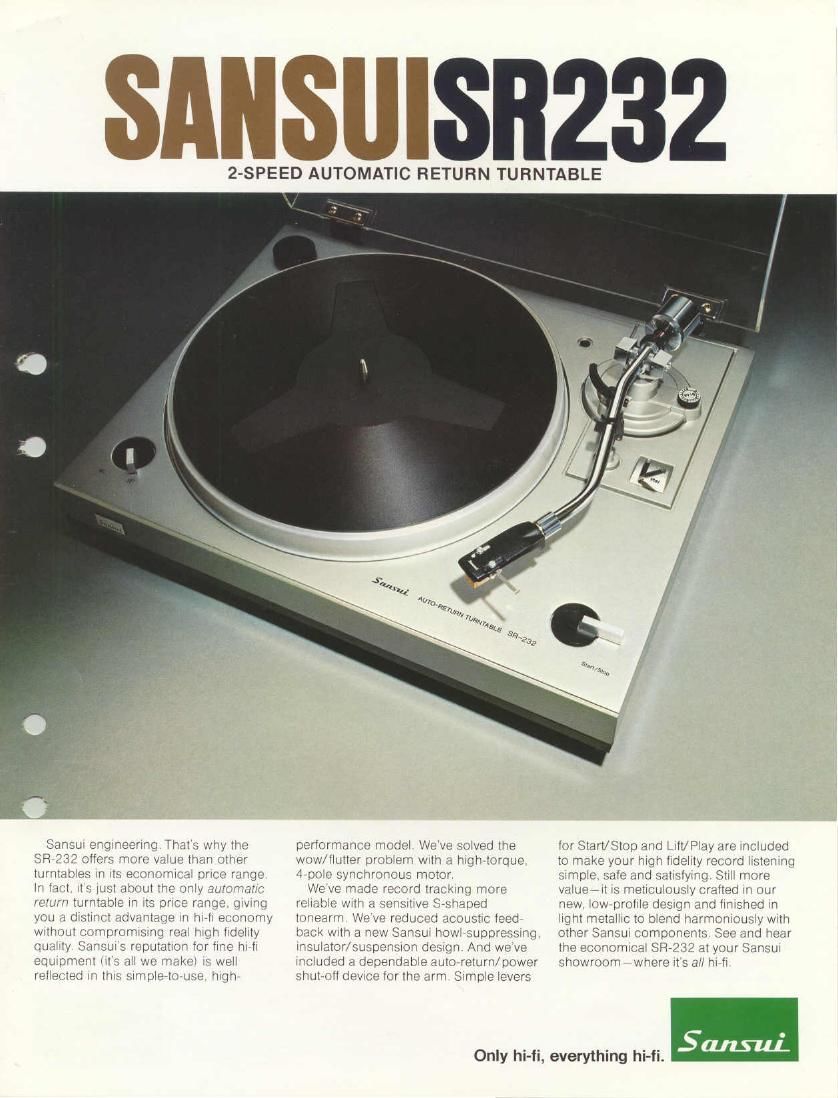 Sansui SR 232 Brochure