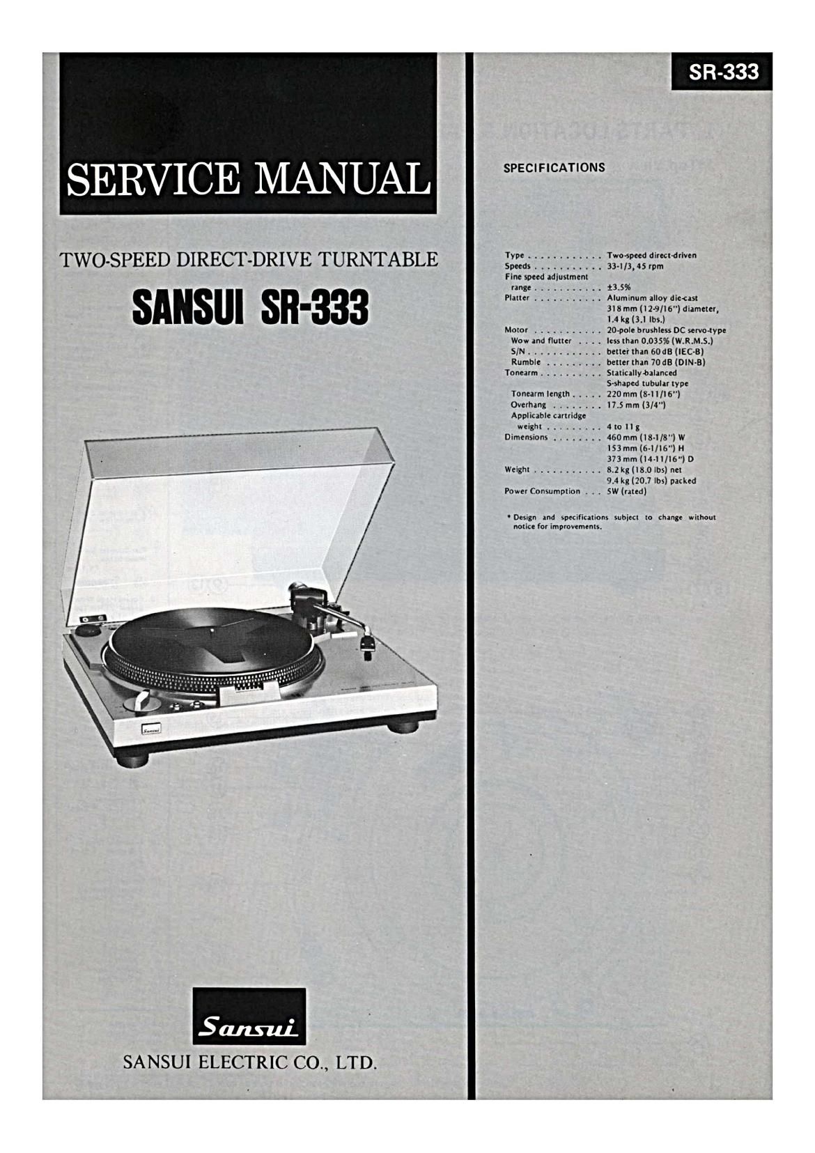 Sansui SR 333 Service Manual