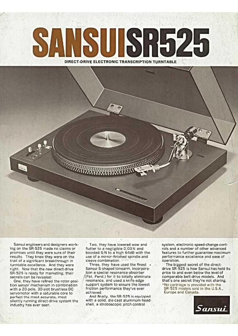 Sansui SR 525 Brochure