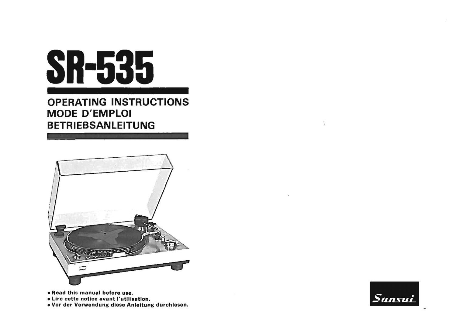 Sansui SR 535 Owners Manual