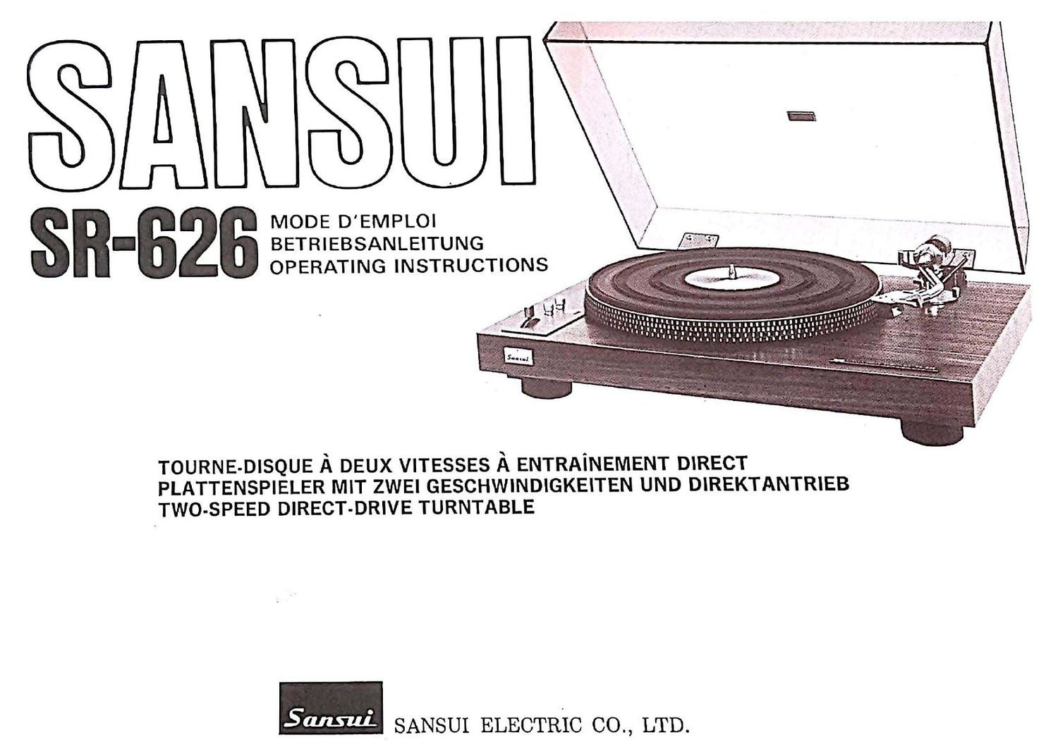 Sansui SR 626 Owners Manual