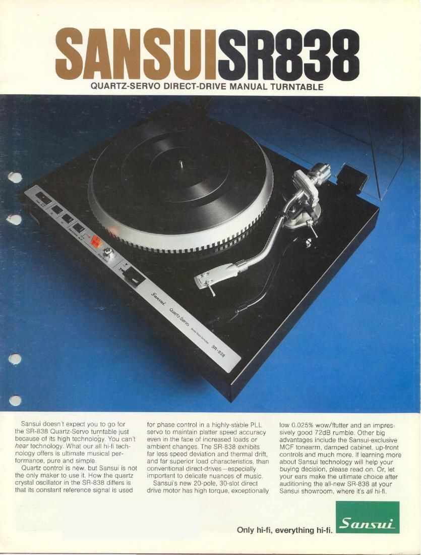 Sansui SR 838 Brochure