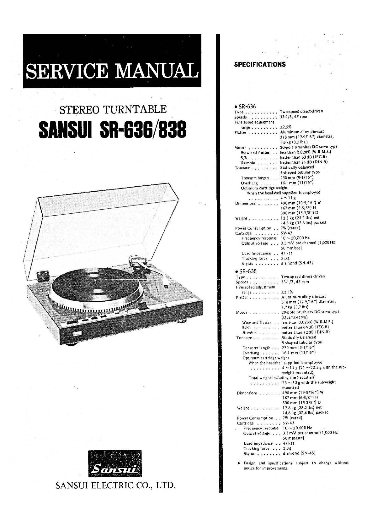 Sansui SR 838 Service Manual