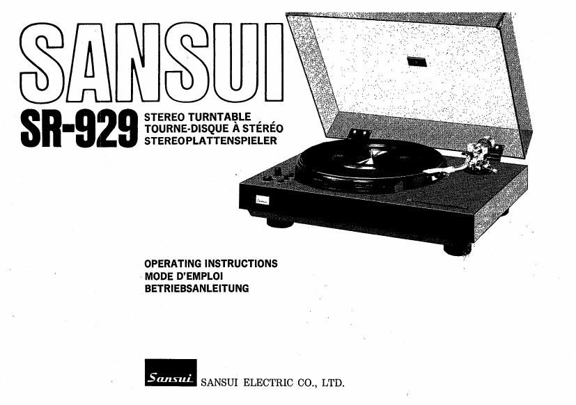 Sansui SR 929 Owners Manual