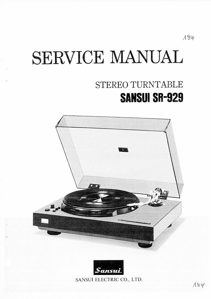 Sansui SR 929 Service Manual