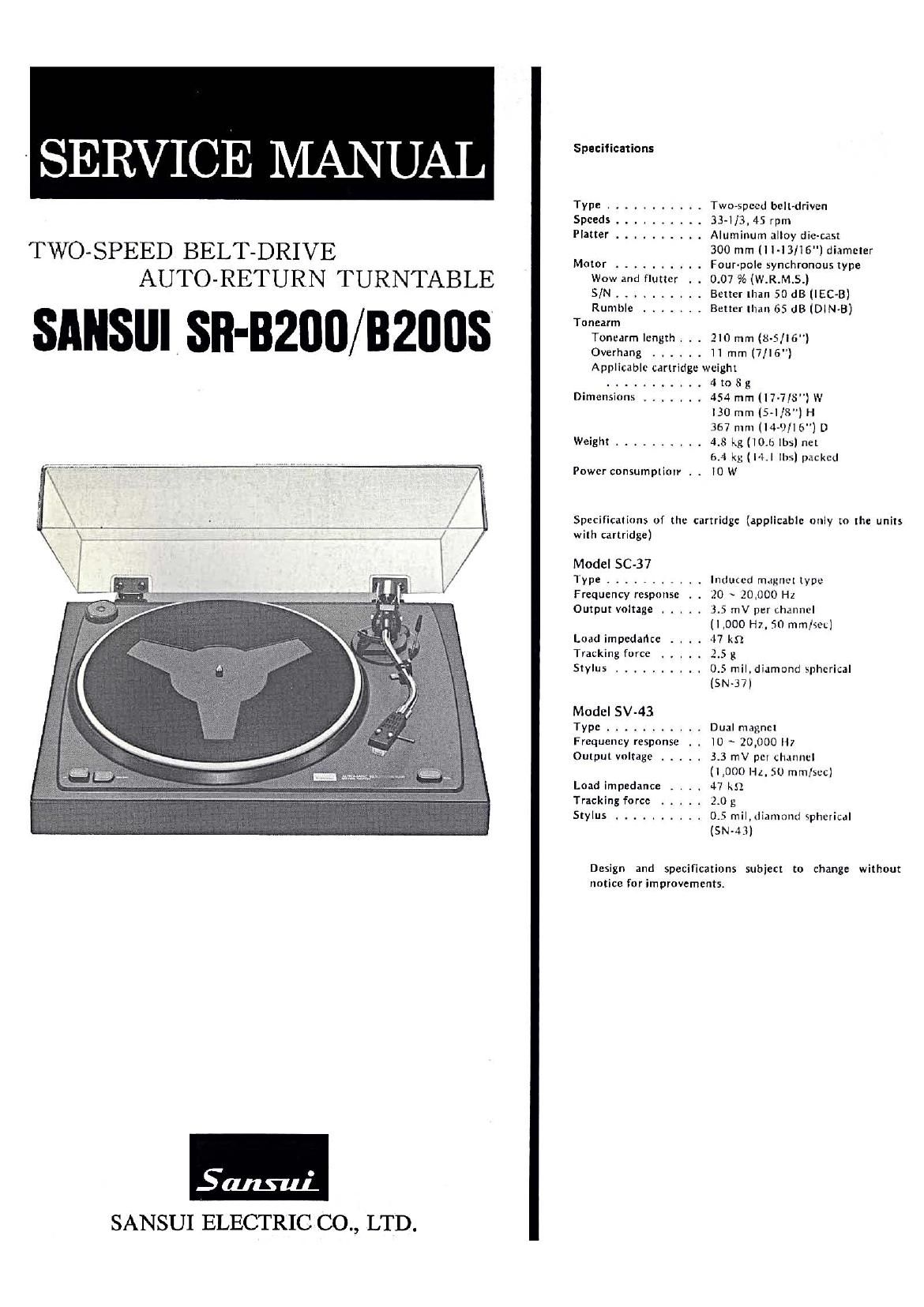Sansui SR B200 S Service Manual