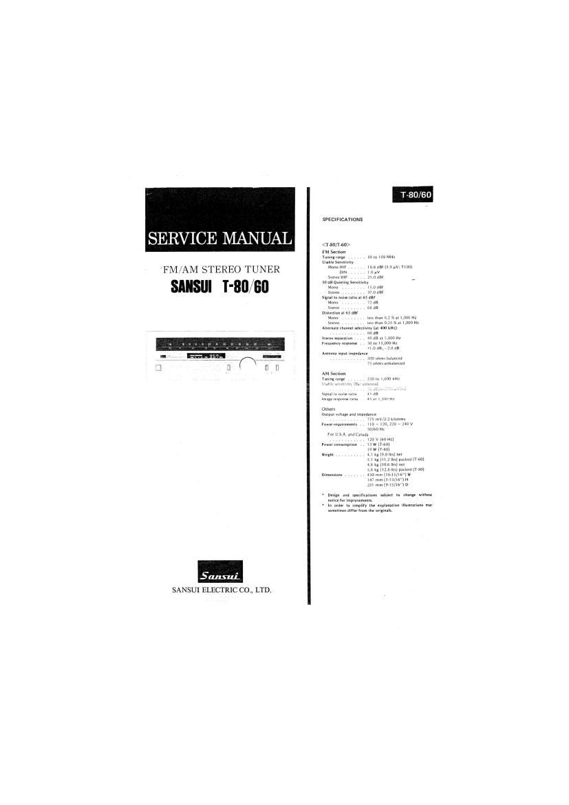 Sansui T60 T80 Service Manual