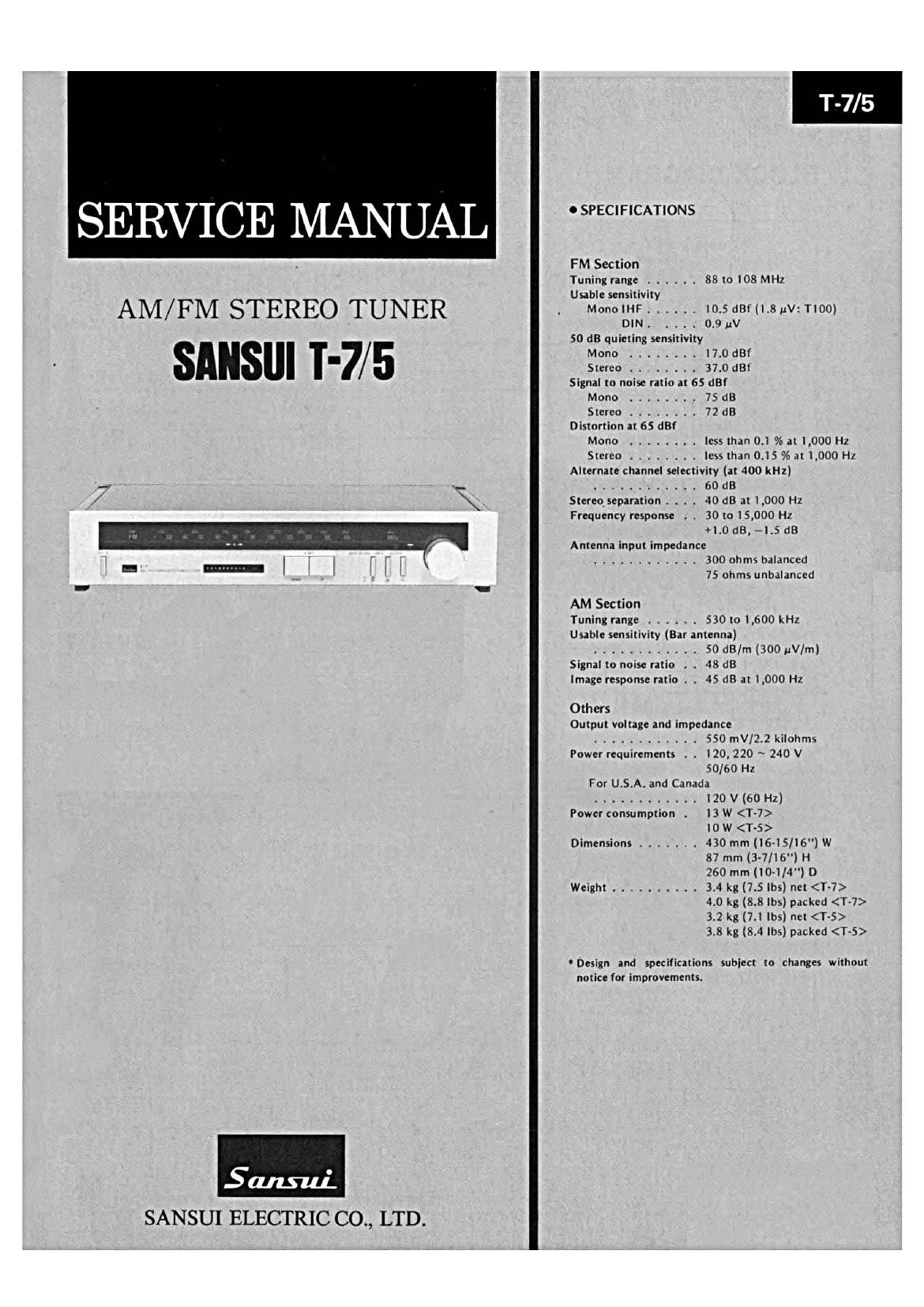 Sansui T7 Service Manual