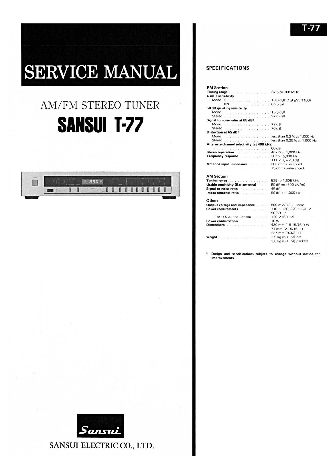 Sansui T77 Service Manual
