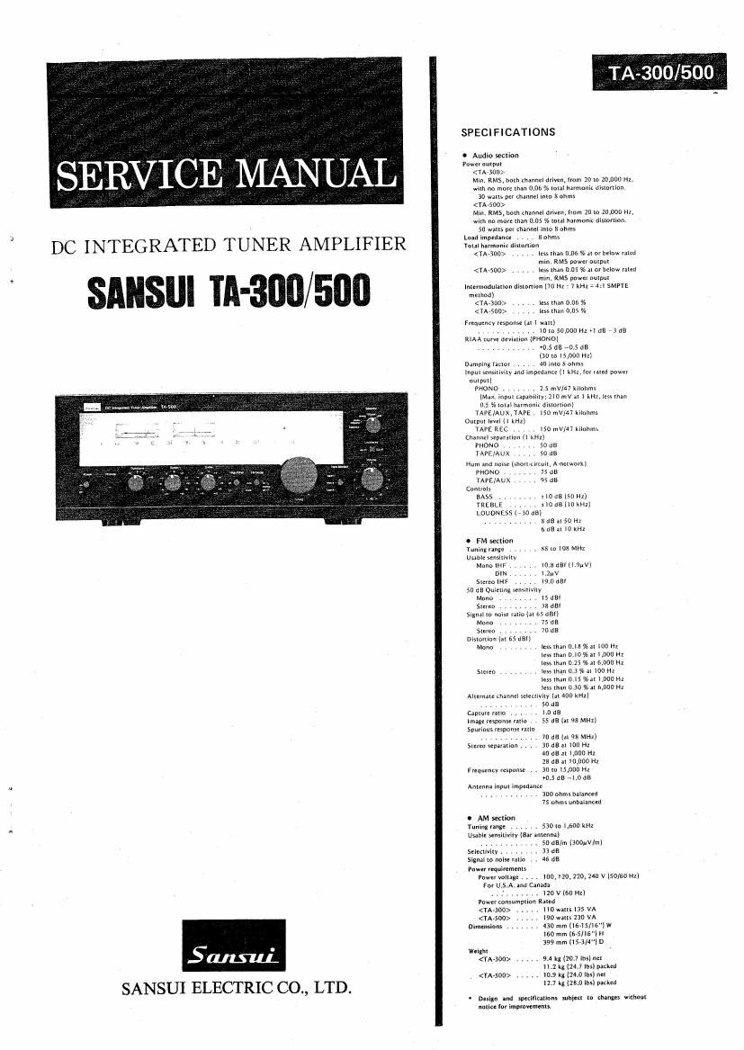 Sansui TA 300 500 Service Manual