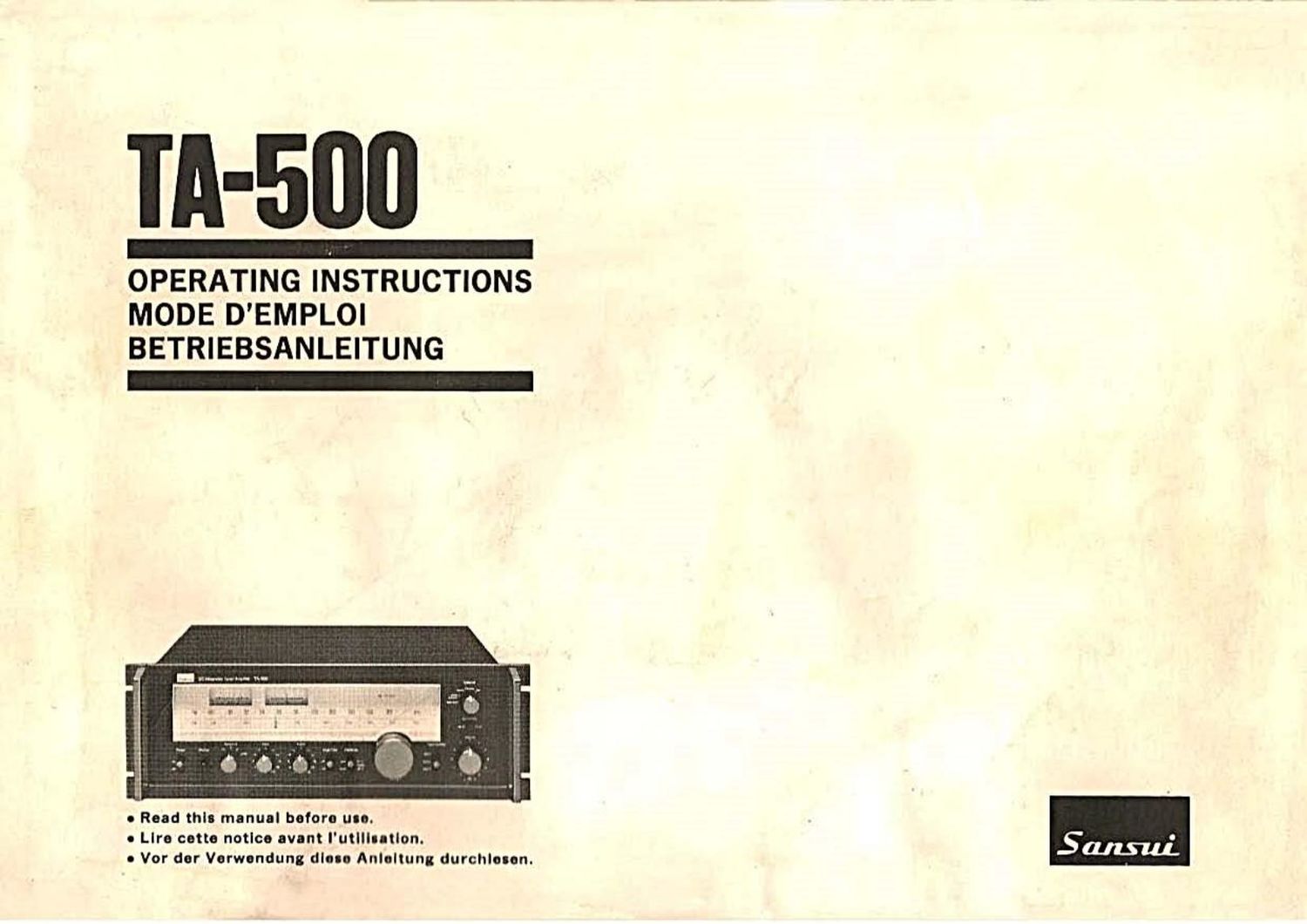 Sansui TA 500 Owners Manual