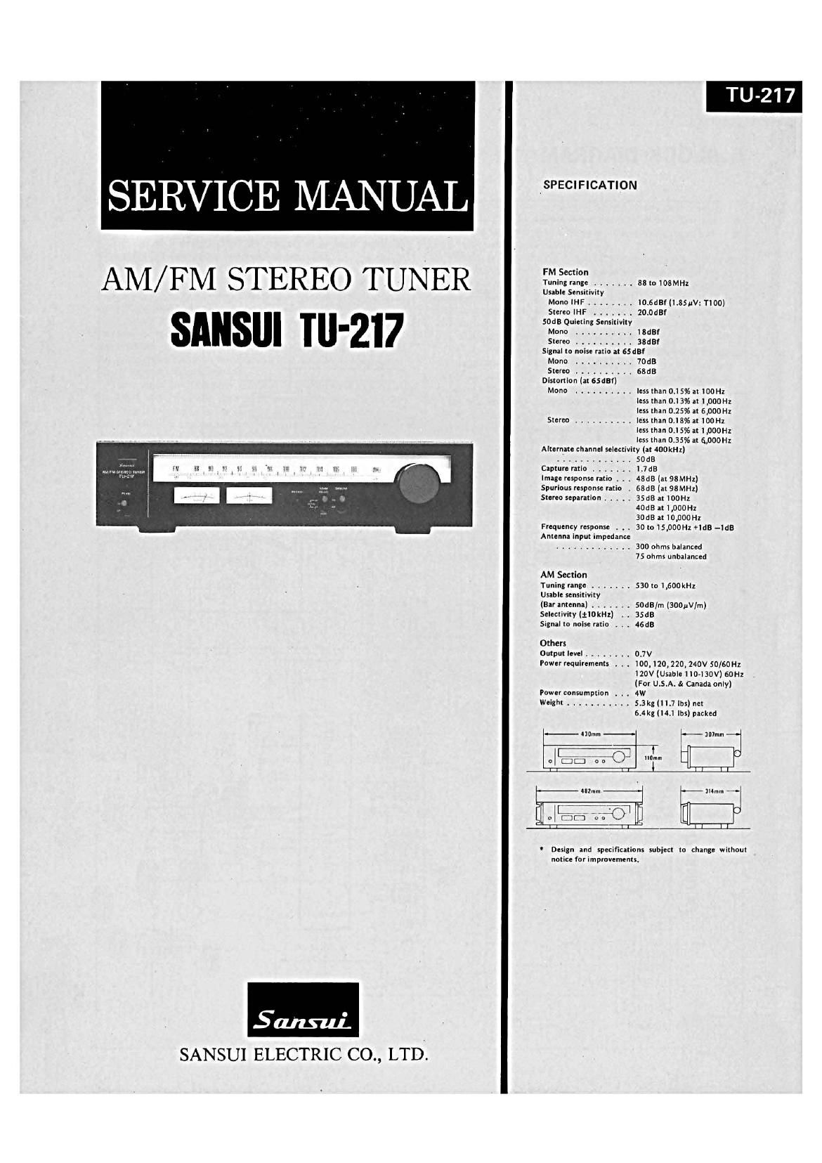 Sansui TU 217 Service Manual