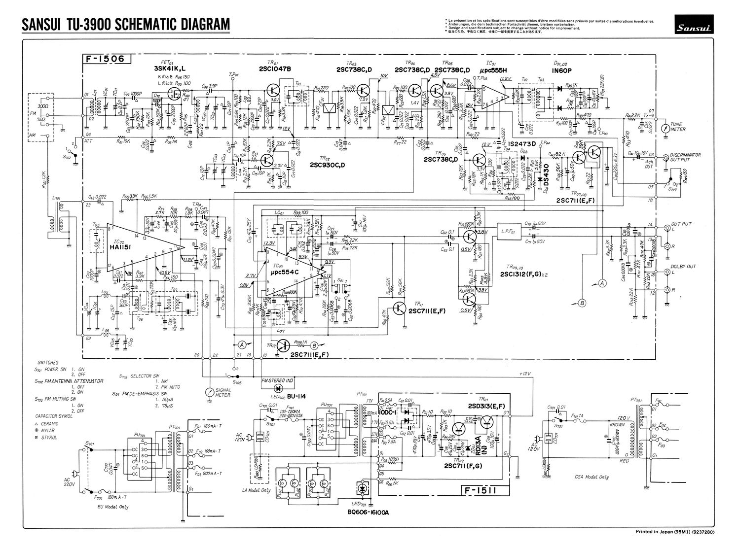 Sansui TU 3900 Schematic