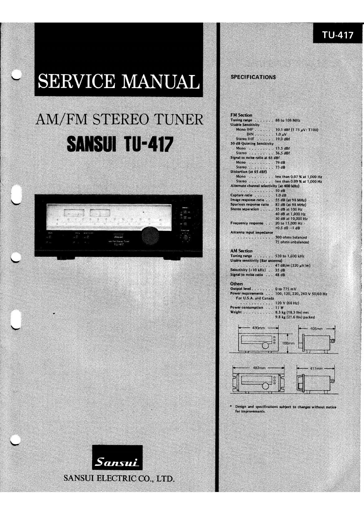 Sansui TU 417 Service Manual