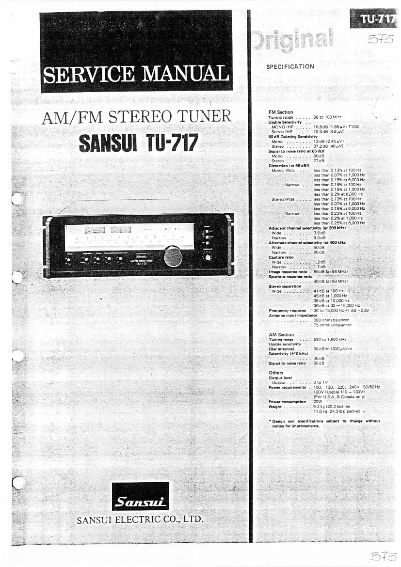 Sansui TU 717 Service Manual