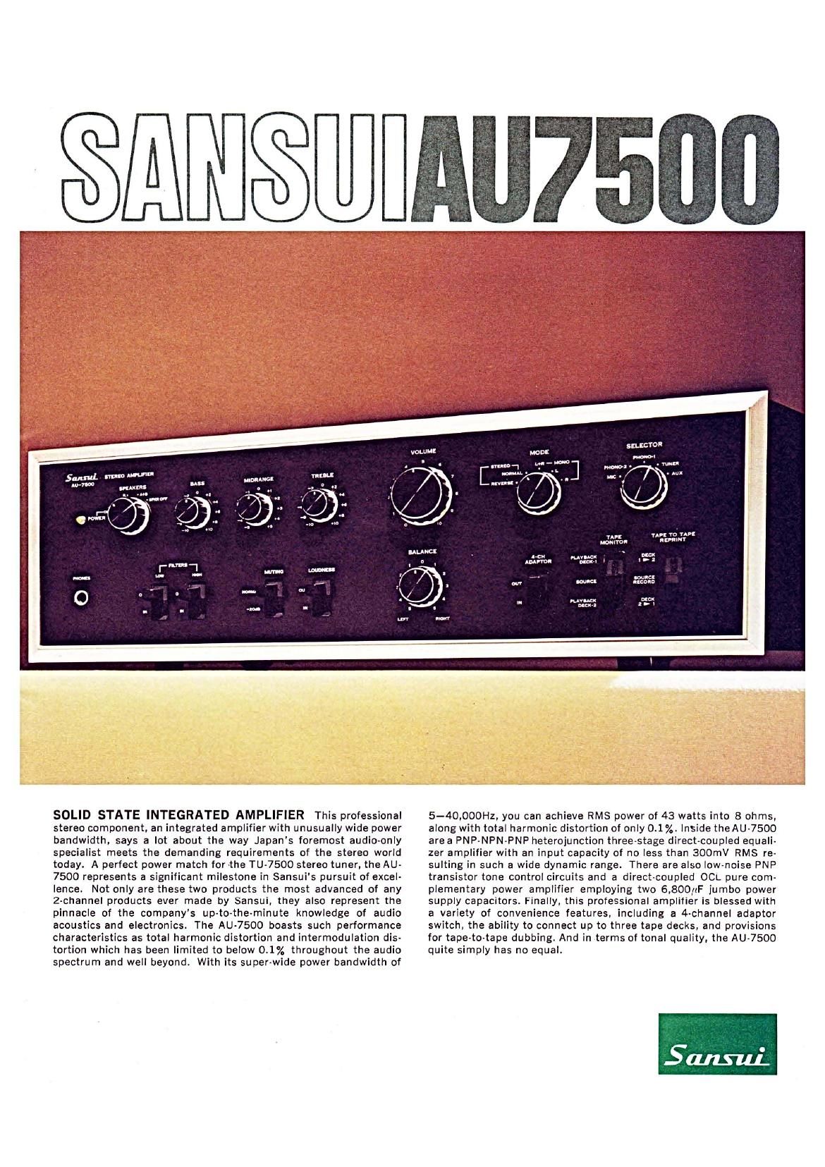 Sansui TU 7500 Brochure