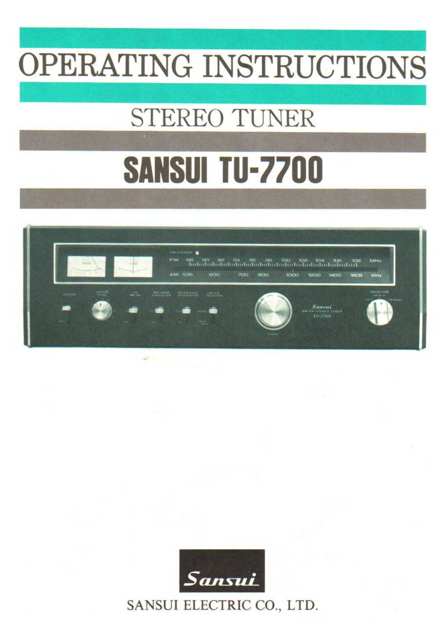 Sansui TU 7700 Owners Manual