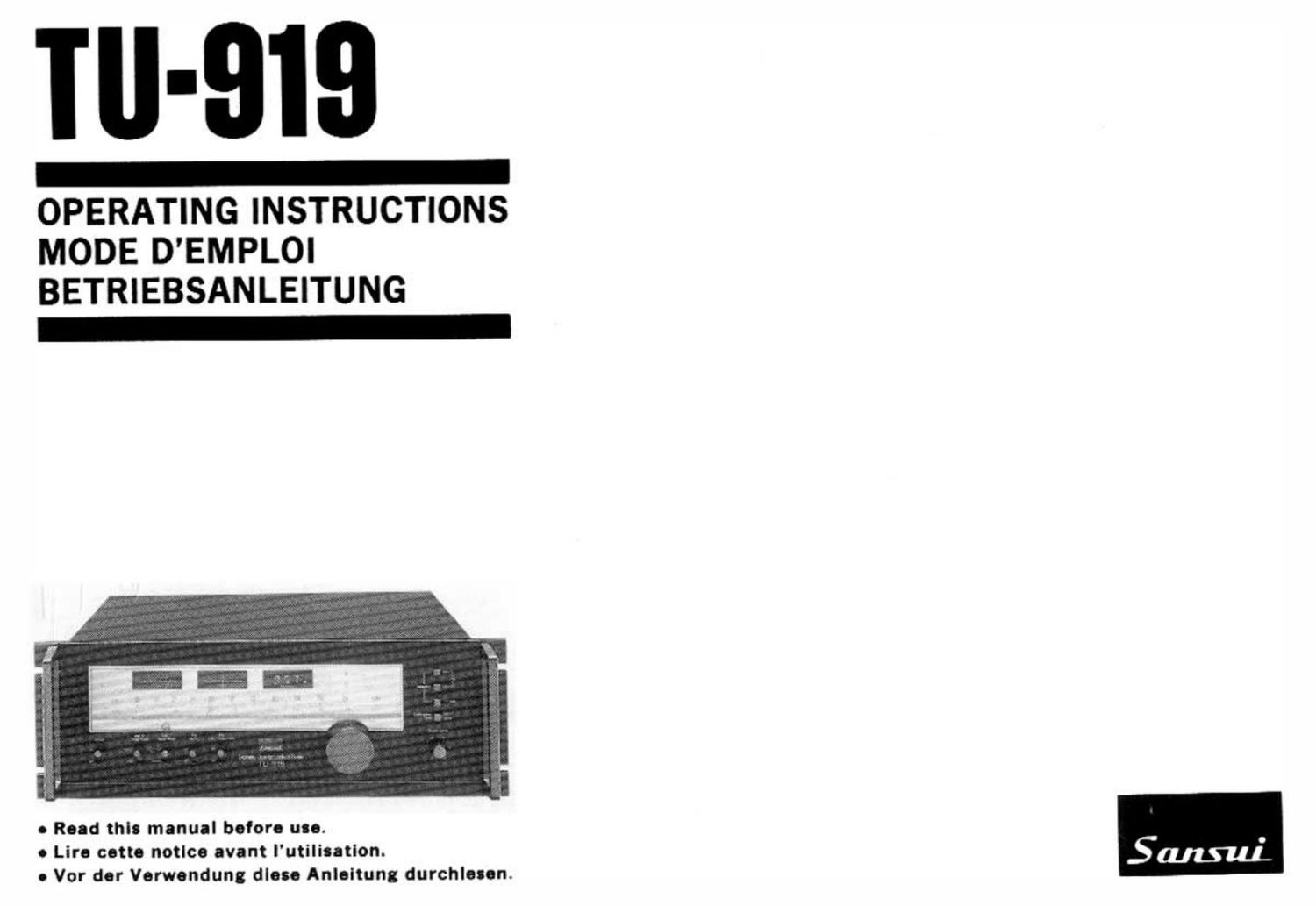 Sansui TU 919 Owners Manual