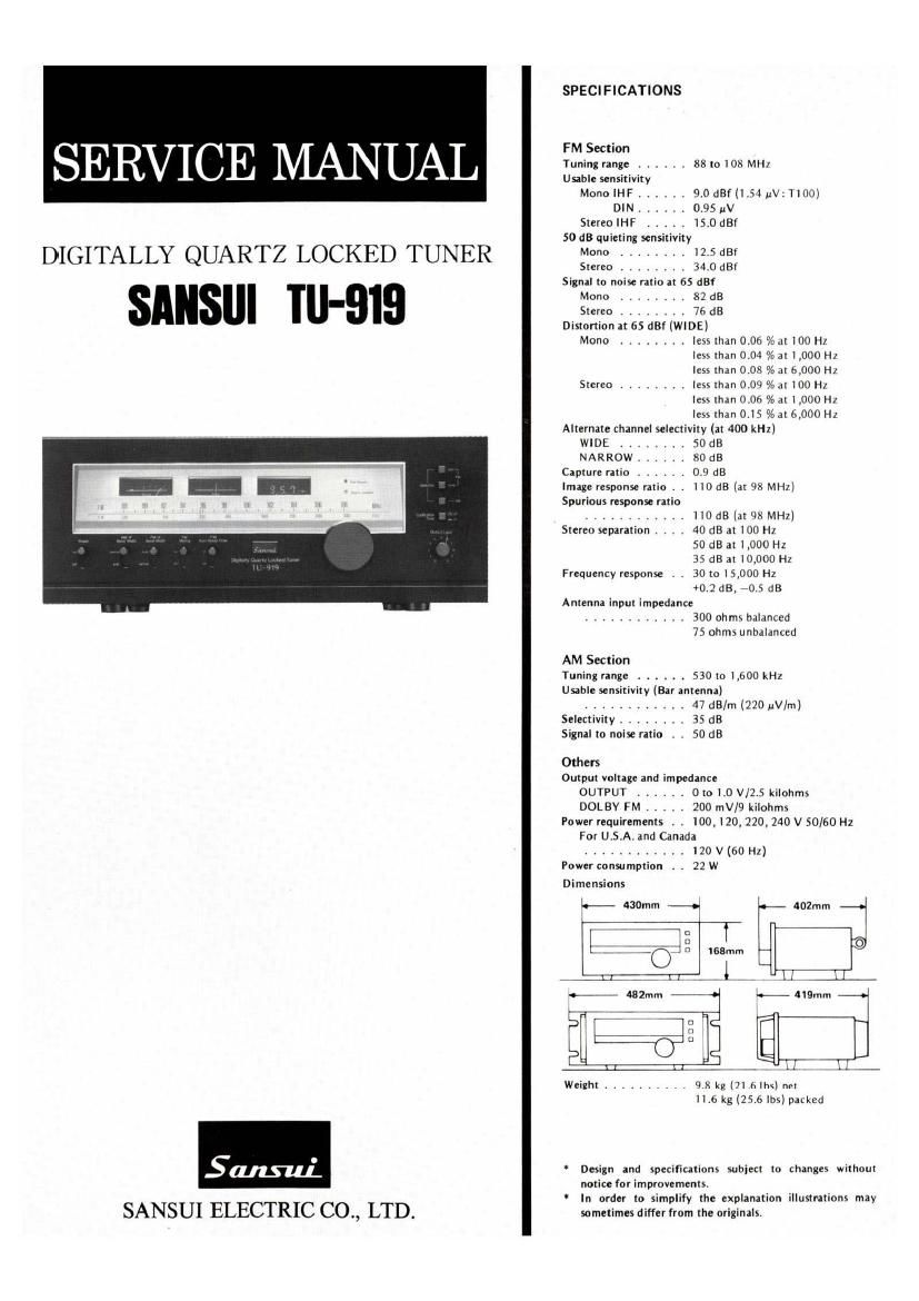 Sansui TU 919 Service Manual
