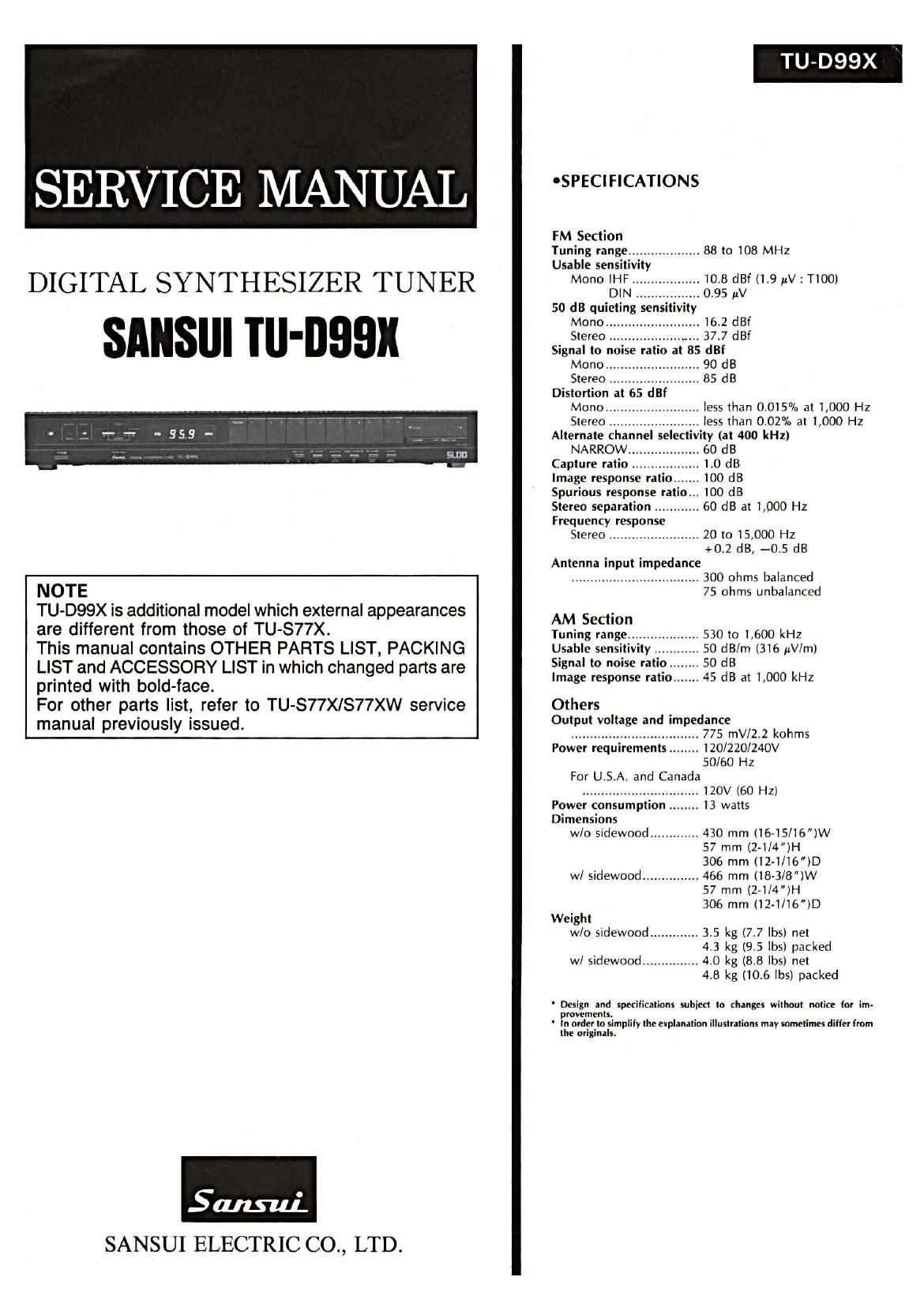 Sansui TU D99X Service Manual