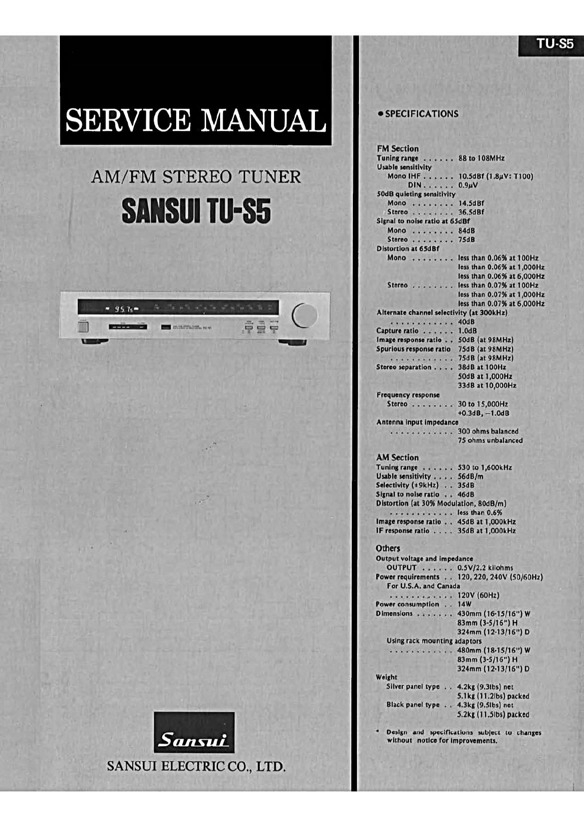 Sansui TU S5 Service Manual