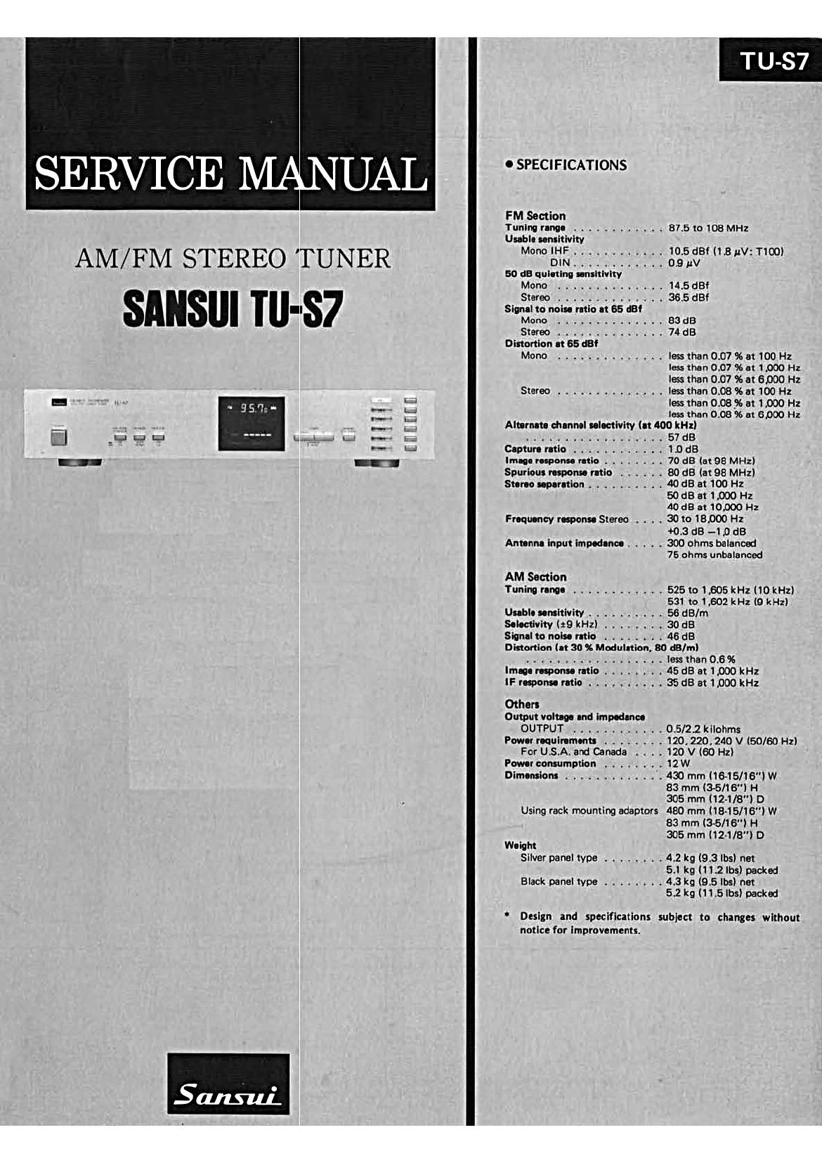 Sansui TU S7 Service Manual