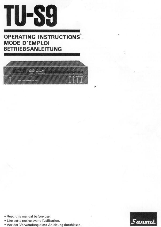 Sansui TU S9 Owners Manual