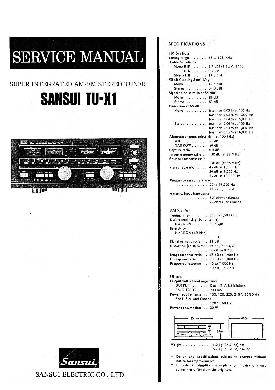 Sansui TU X1 Service Manual