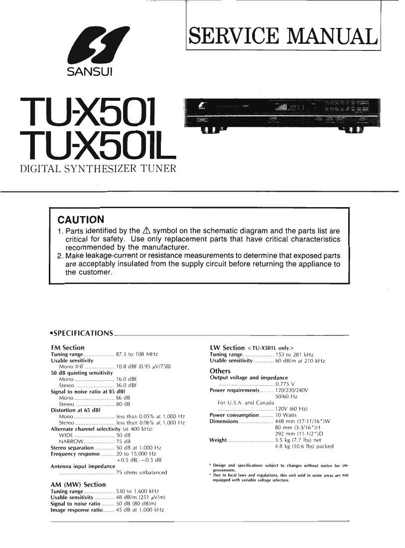 Sansui TU X501 Service Manual