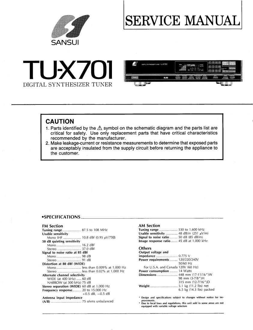 Sansui TU X701 Service Manual