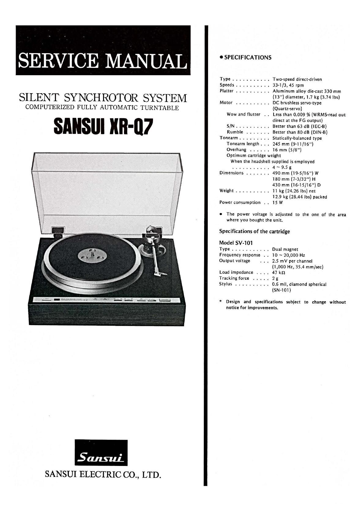 Sansui XR Q7 Service Manual