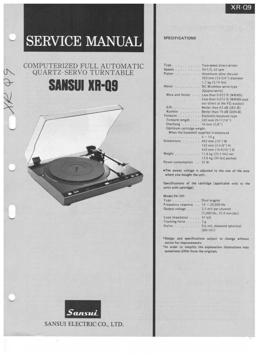 Sansui XR Q9 Service Manual