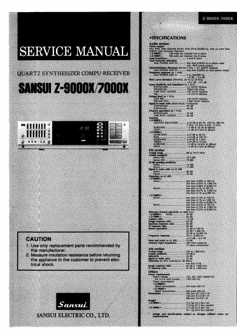 Sansui Z 7000X 9000X Service Manual