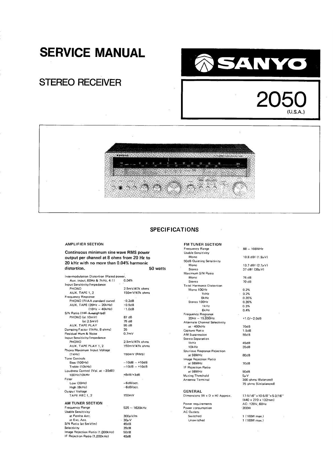 Sanyo 2050 Service Manual