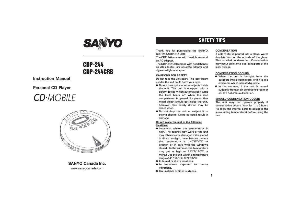 Sanyo CDP 244 Owners Manual