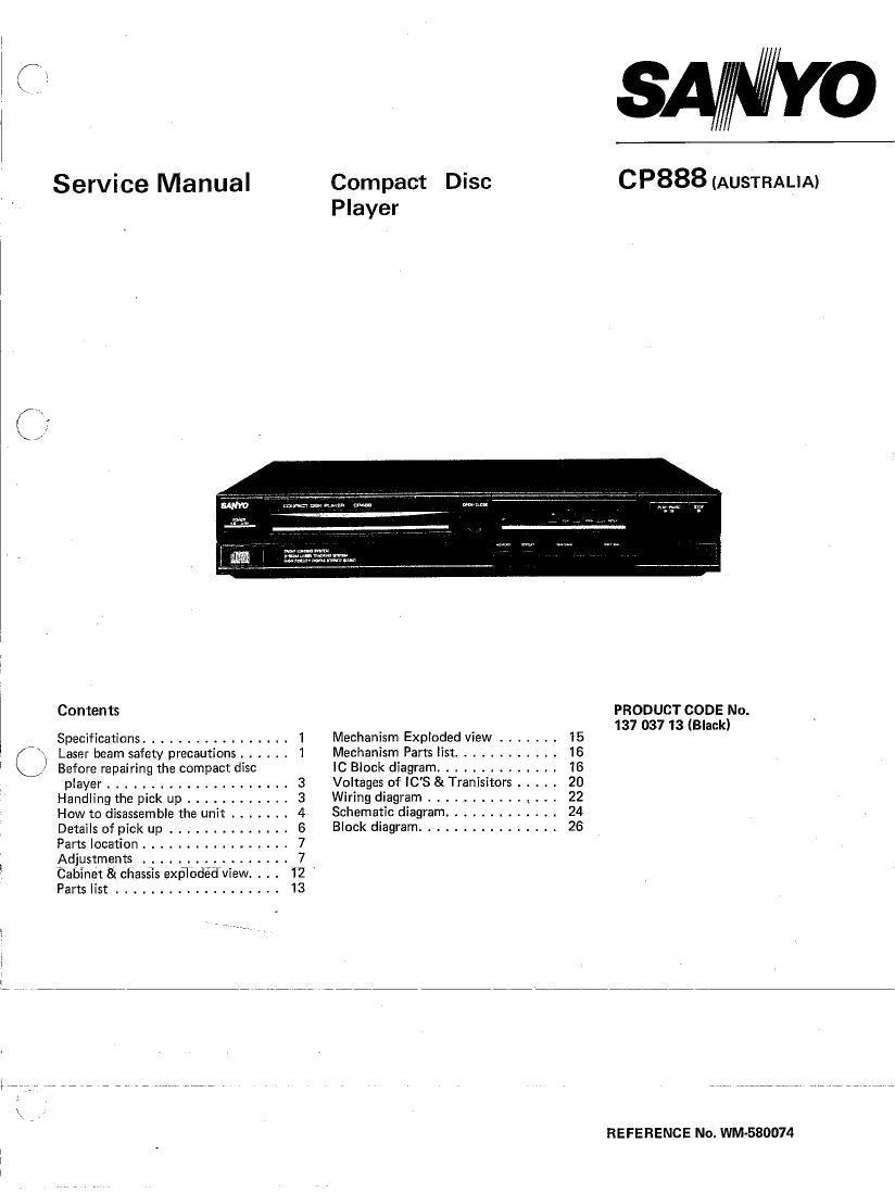 Sanyo CP 888 Service Manual