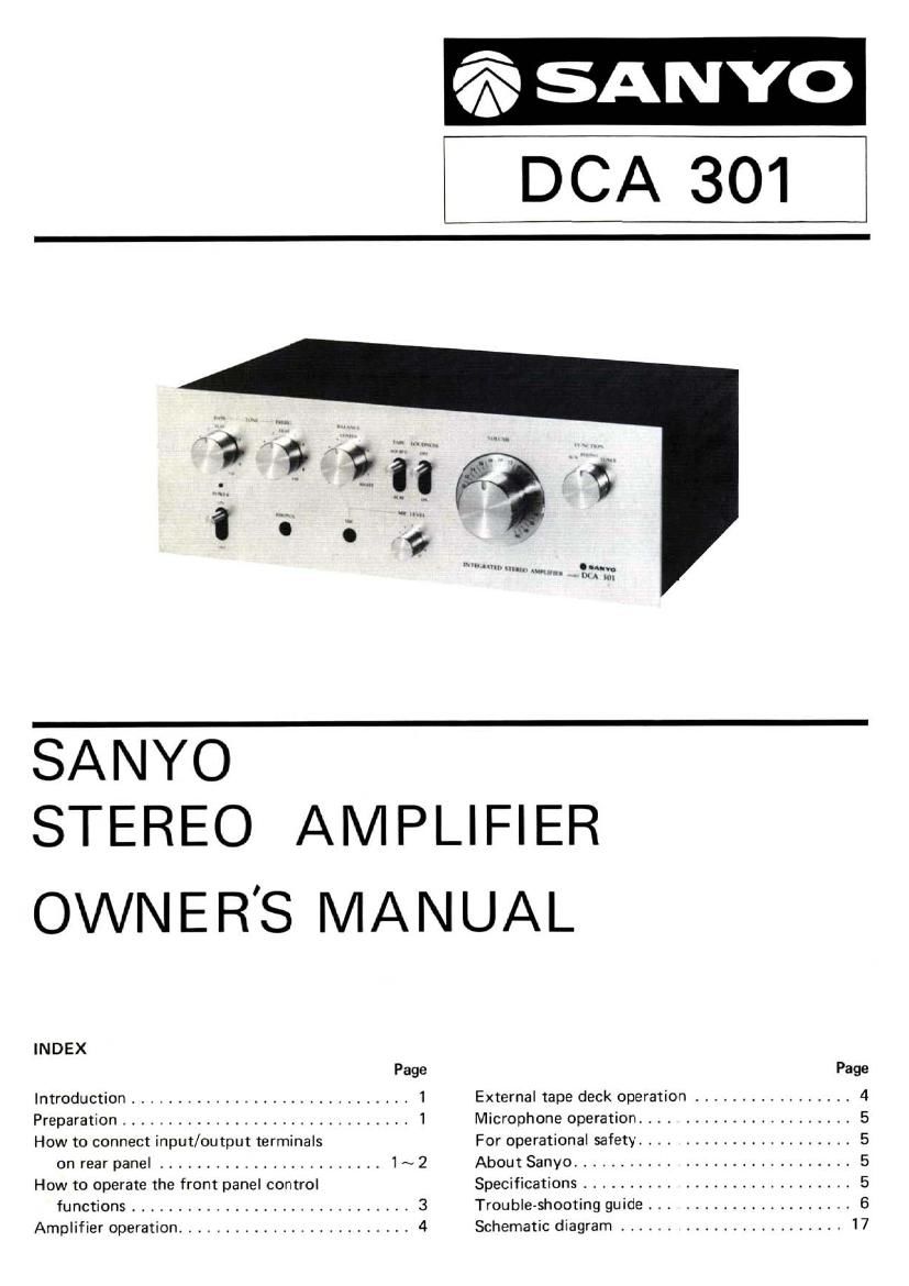 Sanyo DCA 301 Owners Manual