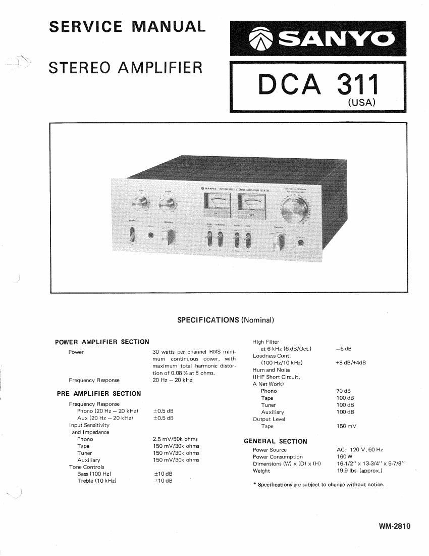 Sanyo DCA 311 Service Manual