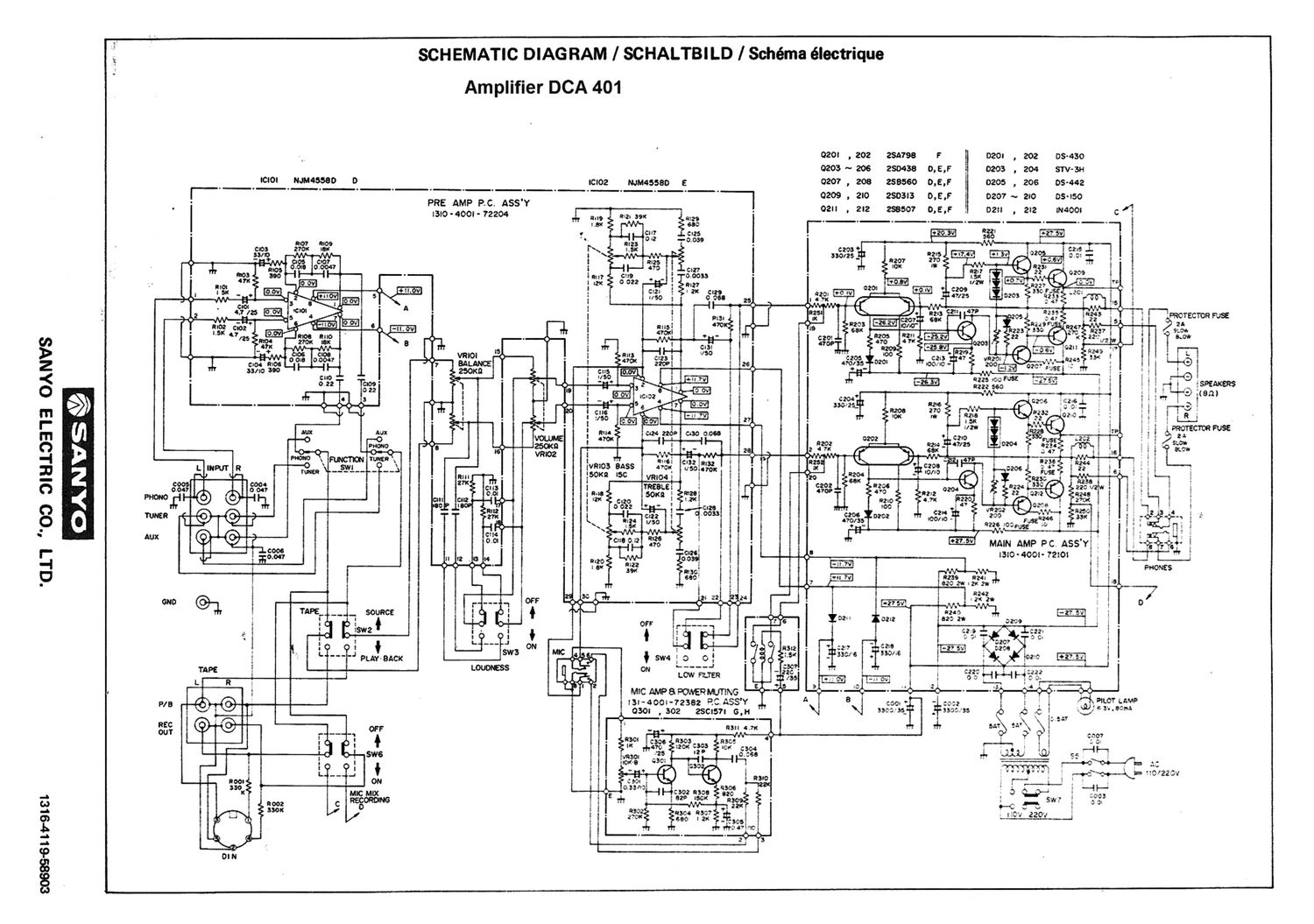 Sanyo DCA 401 Schematic