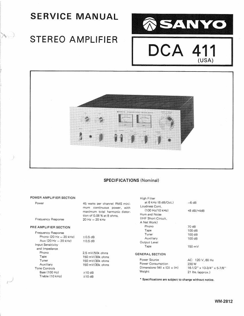 Sanyo DCA 411 Service Manual