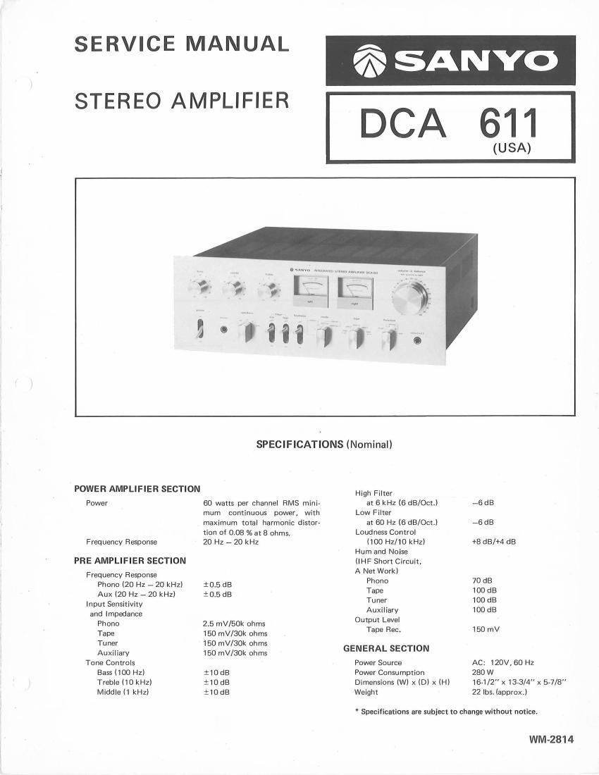 Sanyo DCA 611 Service Manual