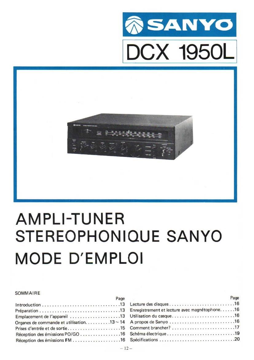 Sanyo DCX 1950L Owners Manual