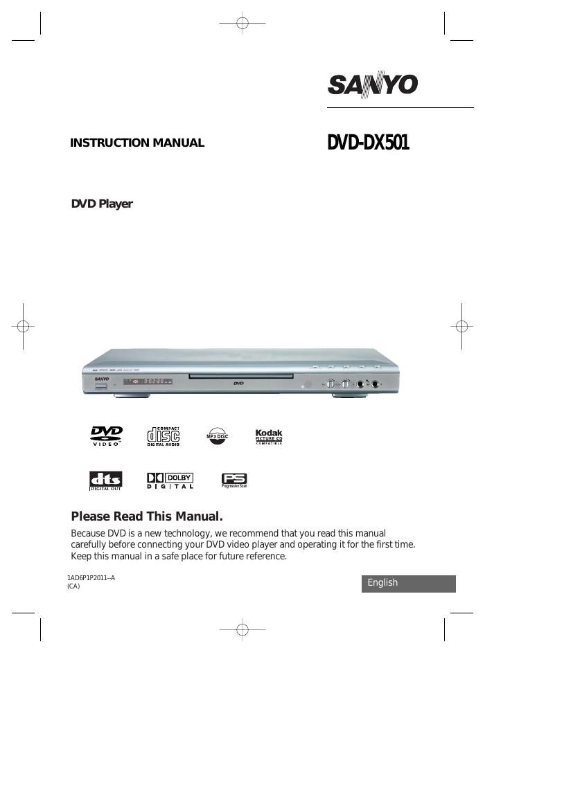 Sanyo DVD DX501 Owners Manual