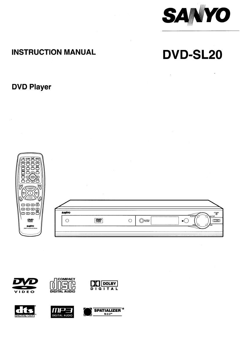 Sanyo DVD SL20 Owners Manual
