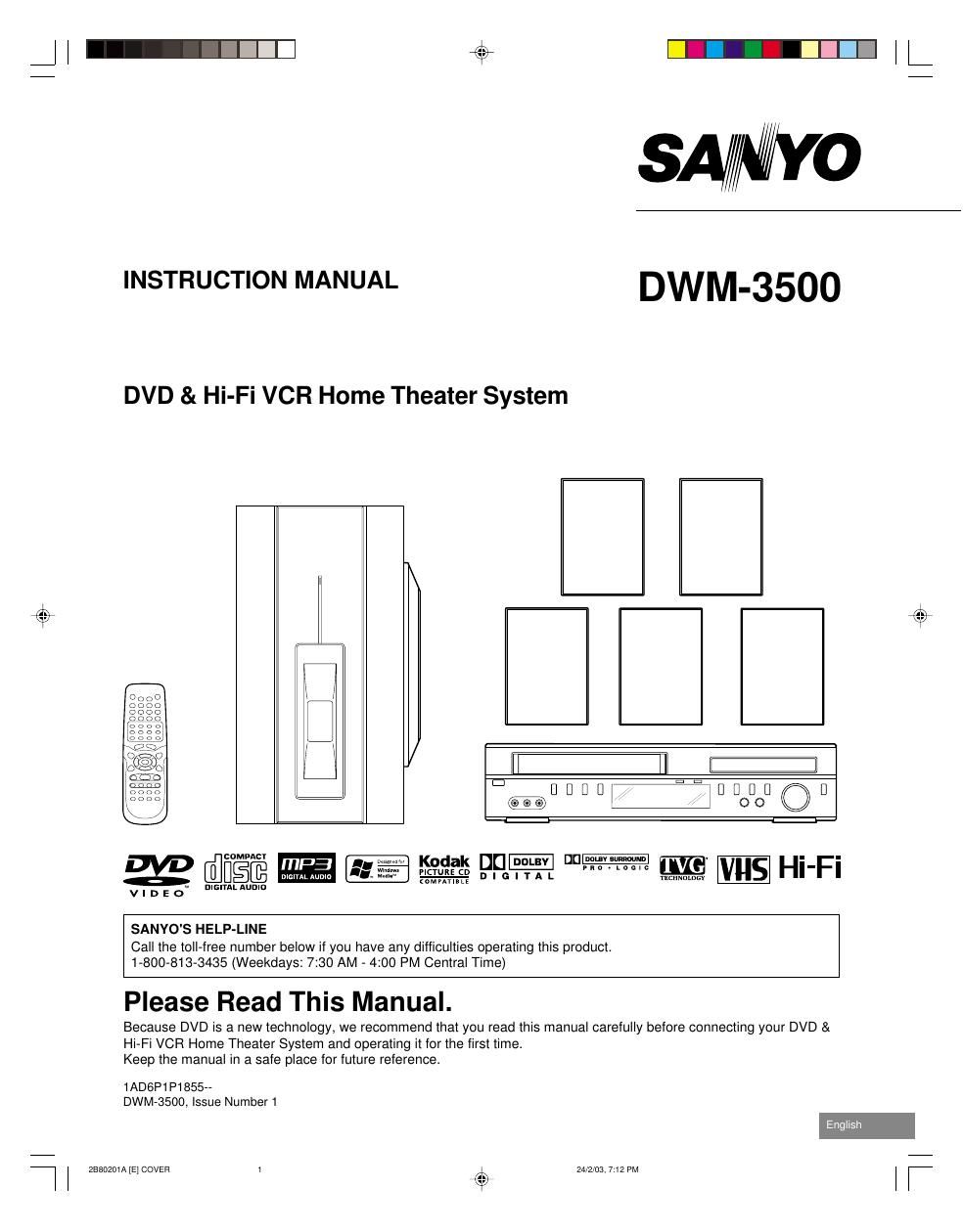 Sanyo DWM 3500 Owners Manual